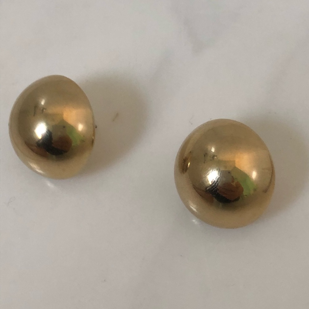 VTG 90s Chunky Gold Dome Button Earrings